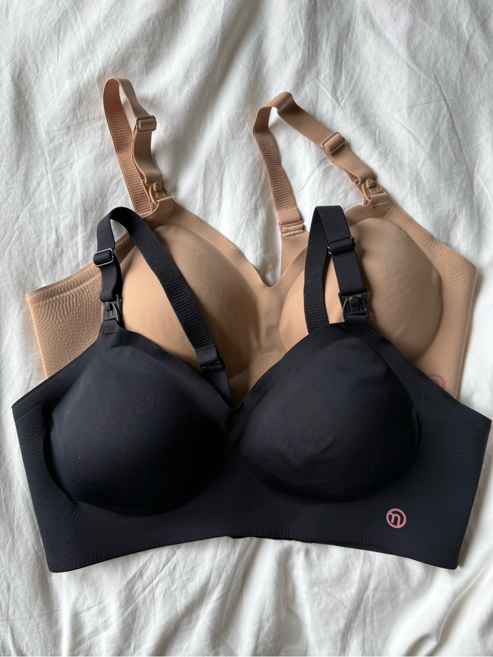 Momcozy Ultra Soft Nursing Bras (2) Beige & Black
